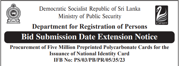 Procurement of Five Million Preprinted Polycarbonate Cards for the Issuance of National Identity Card