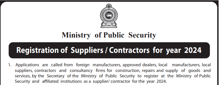 Registration of Suppliers/ Contractors for year 2024